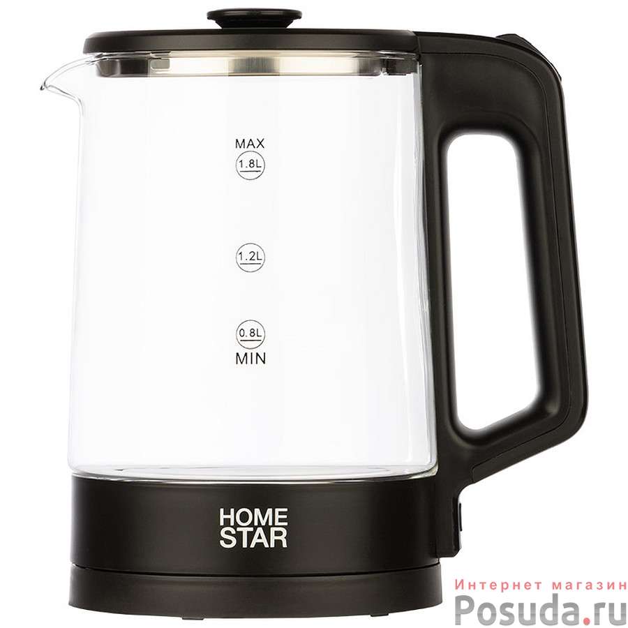 Чайник Homestar HS-1008 (1,8л), стекло, черный