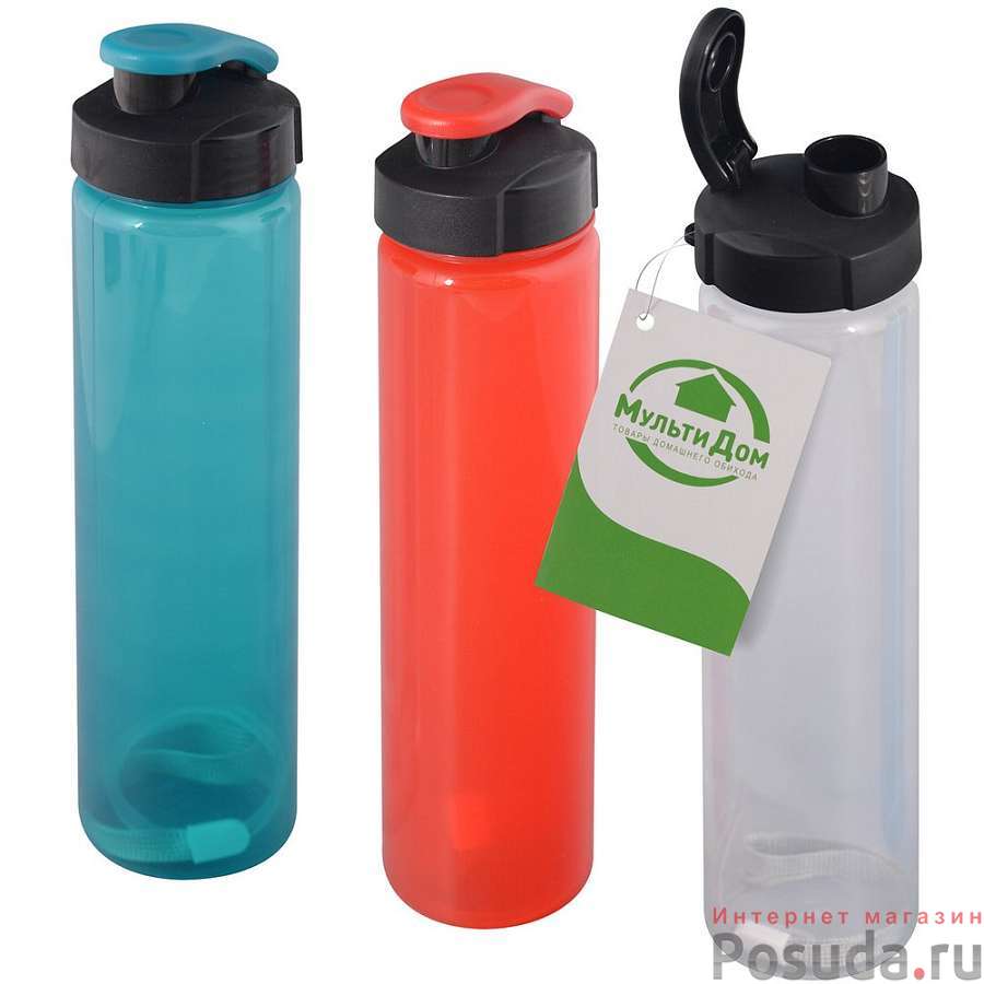 Бутылка для воды и других напитков "Жажда" со шнурком. Объем 500 мл. 4цв NEW