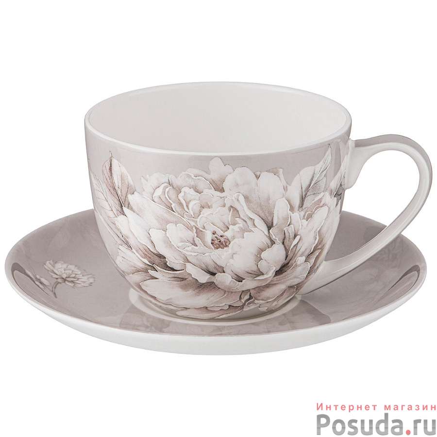 Чайная пара lefard White flower 2пр. 330мл серая 
