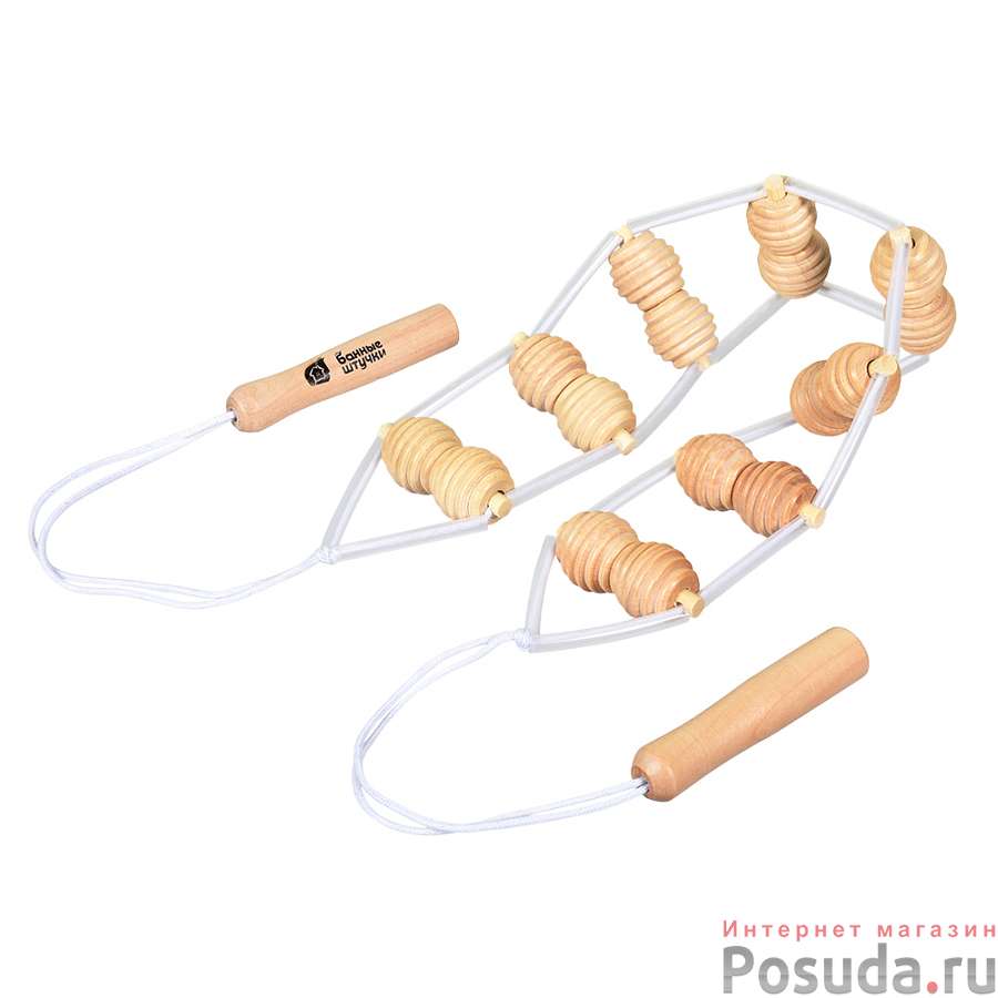 Массажёр деревянный ленточный для спины 110х7х3 см