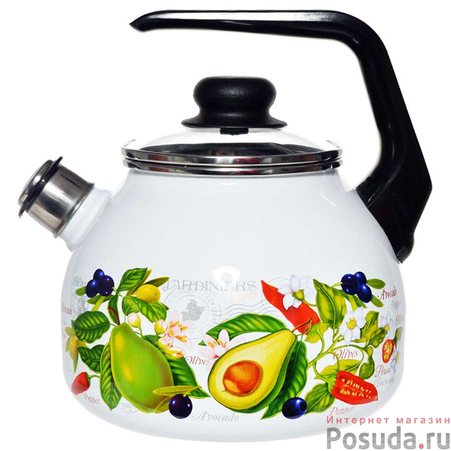 Чайник эмал  3,0л  "Авокадо" со свистком