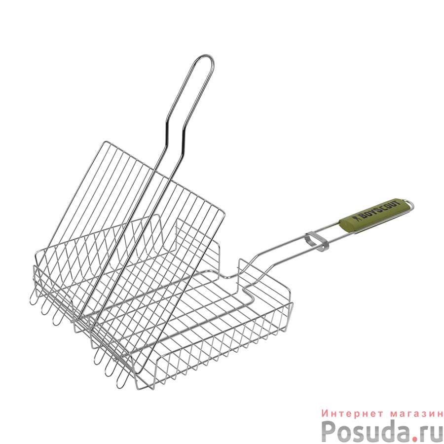 Решетка-гриль универсальная, НЕРЖАВЕЮЩАЯ сталь 58x30x25x5,5 cм