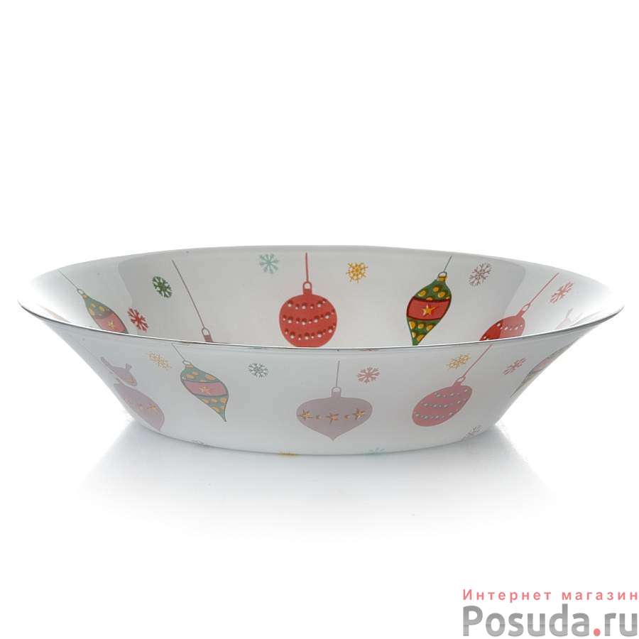 Тарелка столовая глубокая Pasabahce "Christmas Toys", D=22 см (белая)