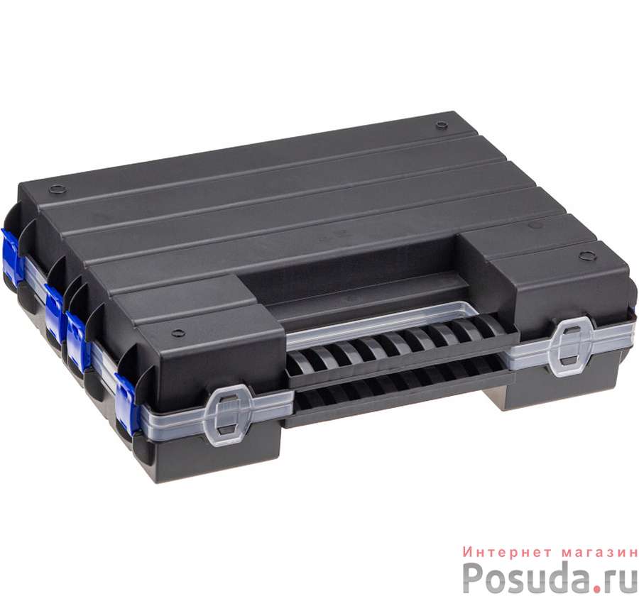 Органайзер для мелочей двойной ТВИН с перемычками большой 360*275*100 мл синий