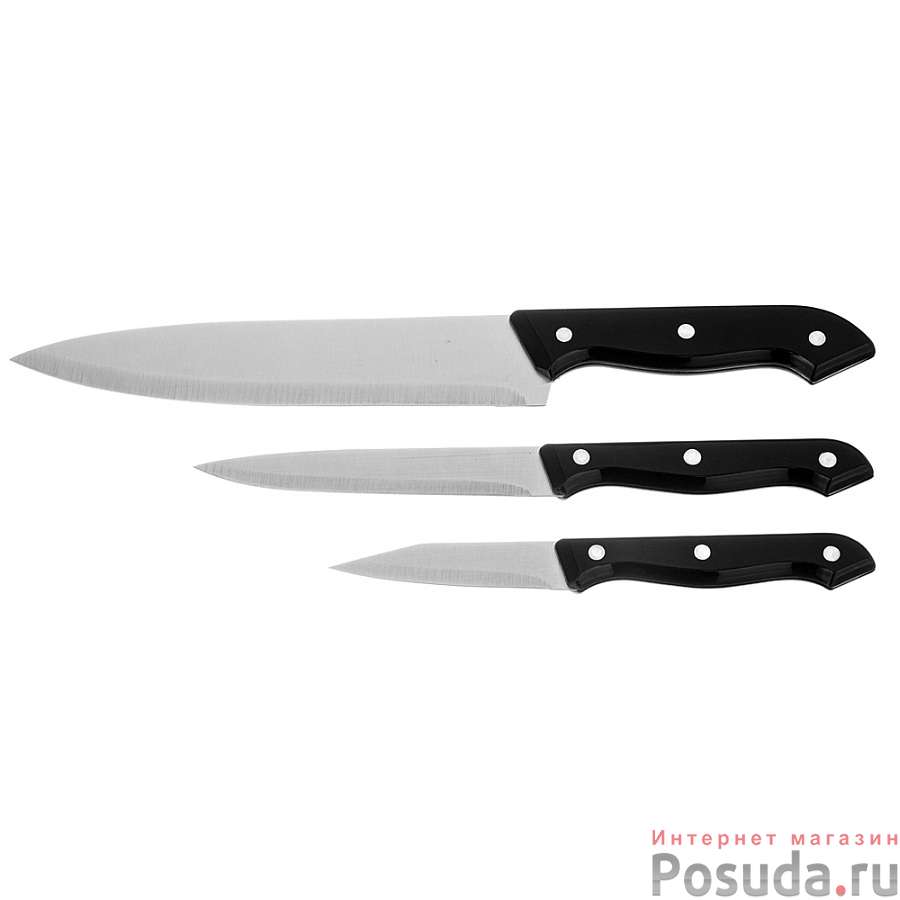 Набор кухонных ножей из 3 шт.: шеф 32см, универсальный 24см, для овощей 20см
