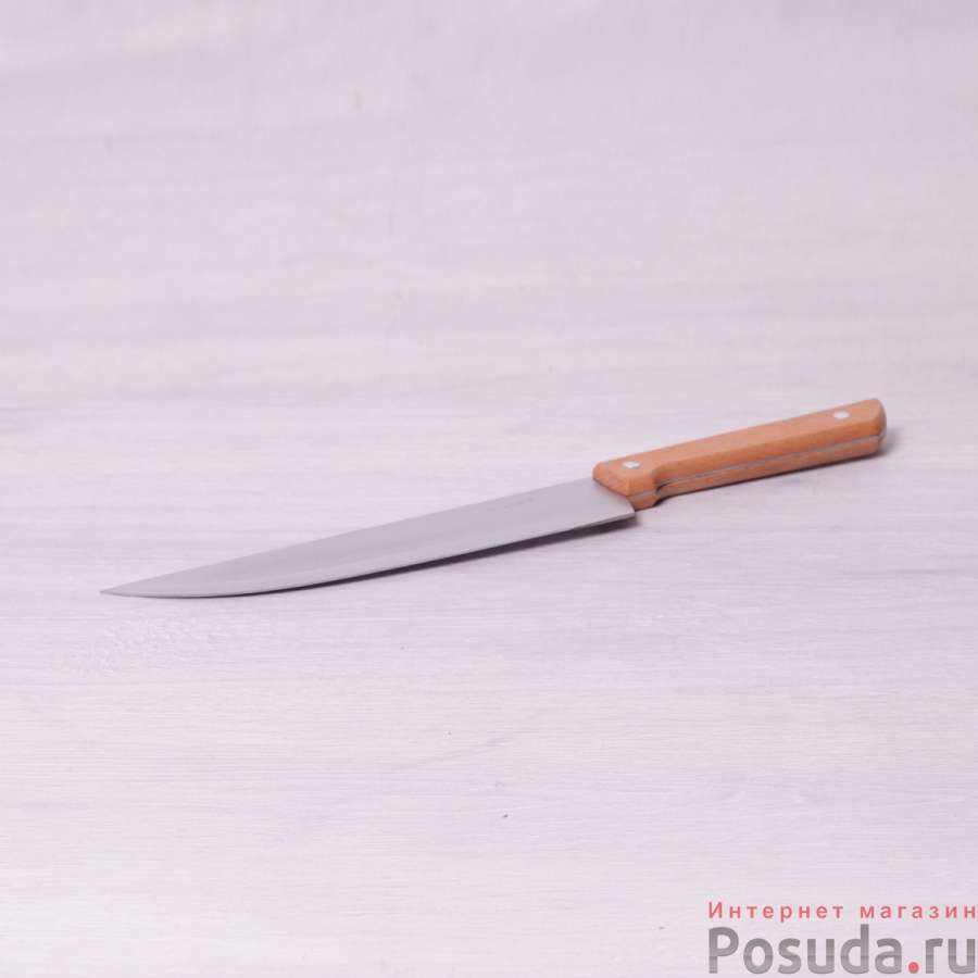 Нож «Шеф-повар» из нержавеющей стали с деревянной ручкой (лезвие 20см, рукоятка 12.5см)