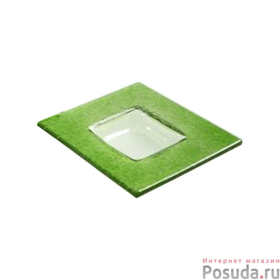 Тарелка квадратная «Бордер»; стекло; H=2.1,L=13,B=13см; прозр.,зелен.