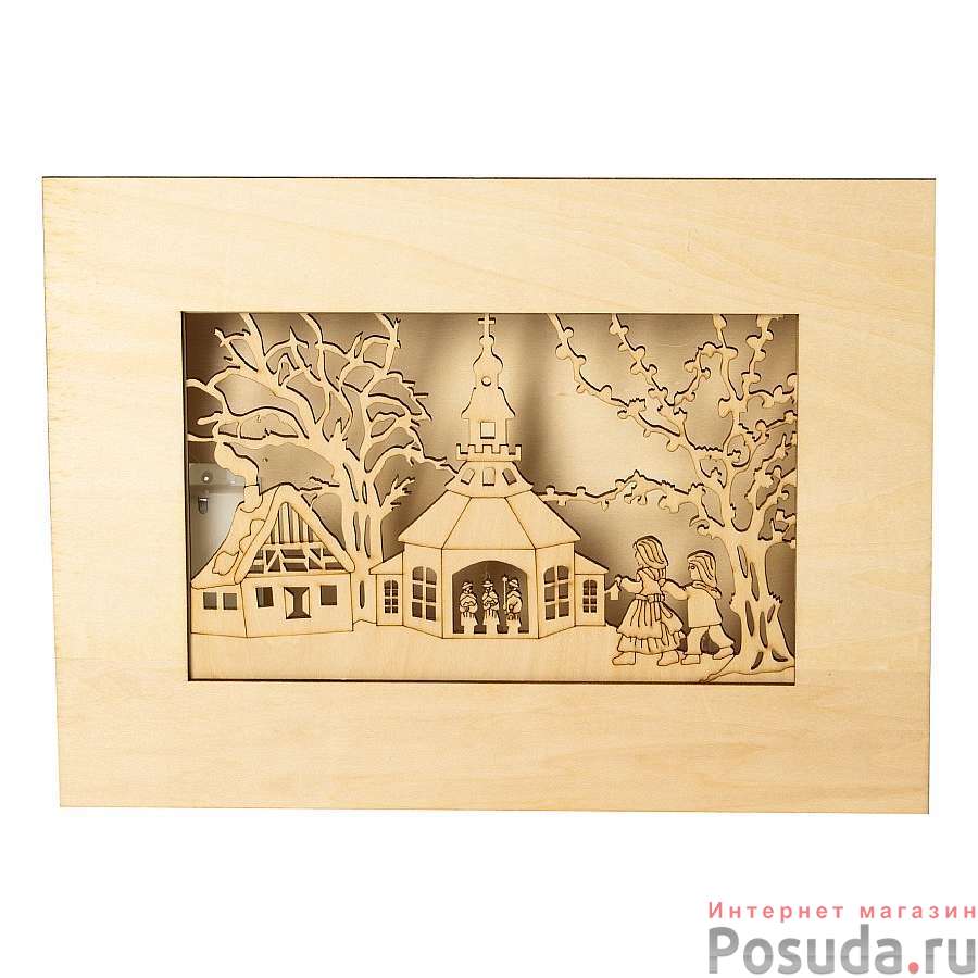 Декорация с подсветкой: картина "рождественский храм", 290*215 мм