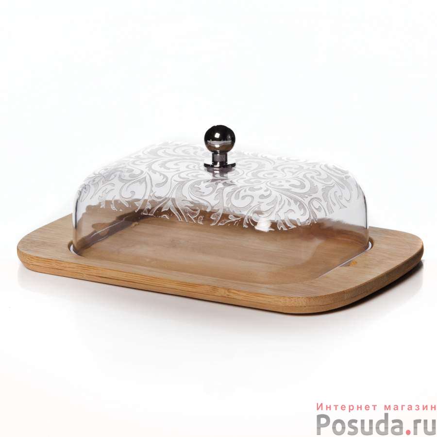 Масленка agness с пластиковой крышкой 19*12*7 см