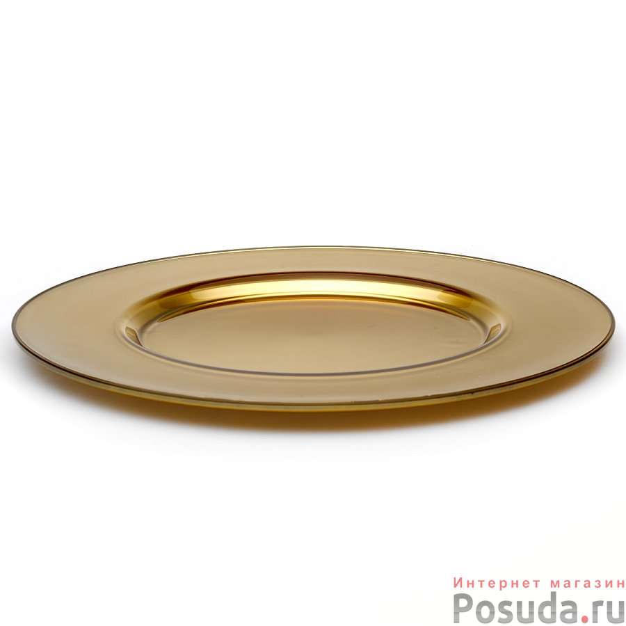 Блюдо круглое Pasabahce "Arte", цвет золотистый, D=35 см