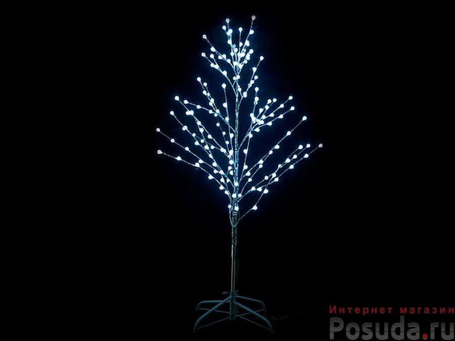 Фигура декоративная (с подсветкой) "Дерево" h=140см (160 светодиодов, функция постоянного свечения, с украшением) (белая) (белая упаковка)