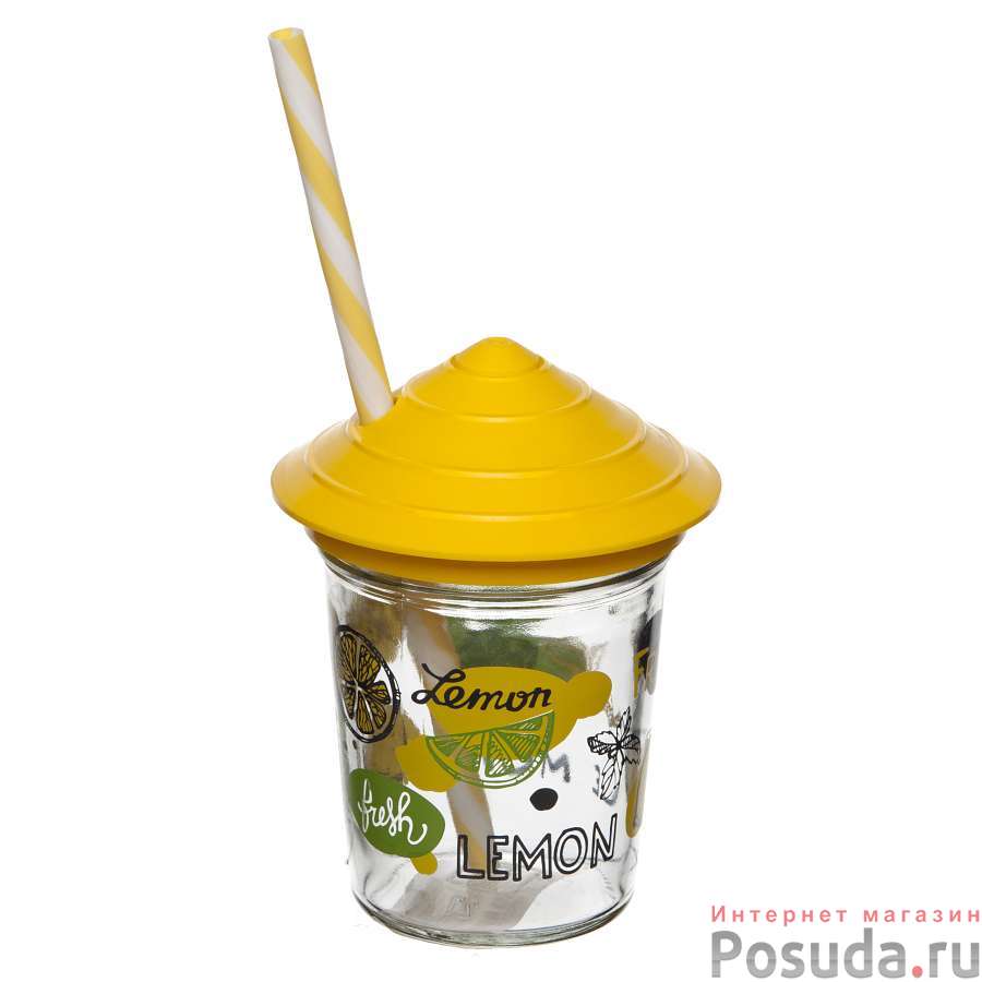 Стакан 320 мл с трубочкой