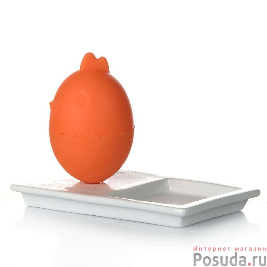 Подставка для яиц Gotoff "Петушок", с подносом (цвета в ассортименте)