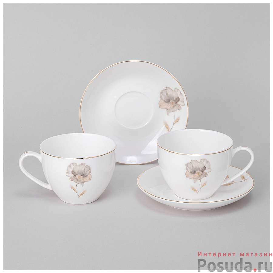 Чайный набор lefard Inspiration золотой цветок на 2 пер. 4 пр. 260 мл 