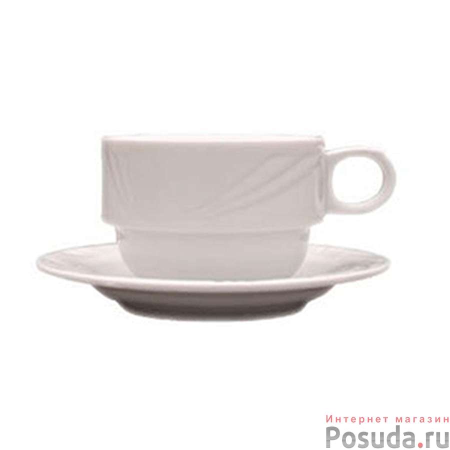 Чашка чайная «Аркадия»; фарфор; 210мл; D=8.6,H=6,B=11.6см; белый