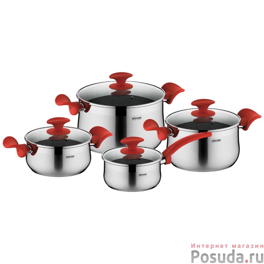 Набор наплитной посуды из нержавеющей стали, 8 пр., NADOBA, серия KARLA