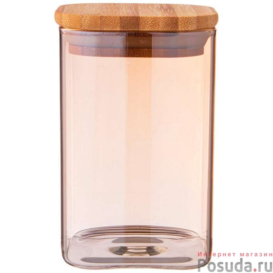 Емкость для сыпучих продуктов agness Amber 580 мл 8x8x12 cm цвет:янтарный