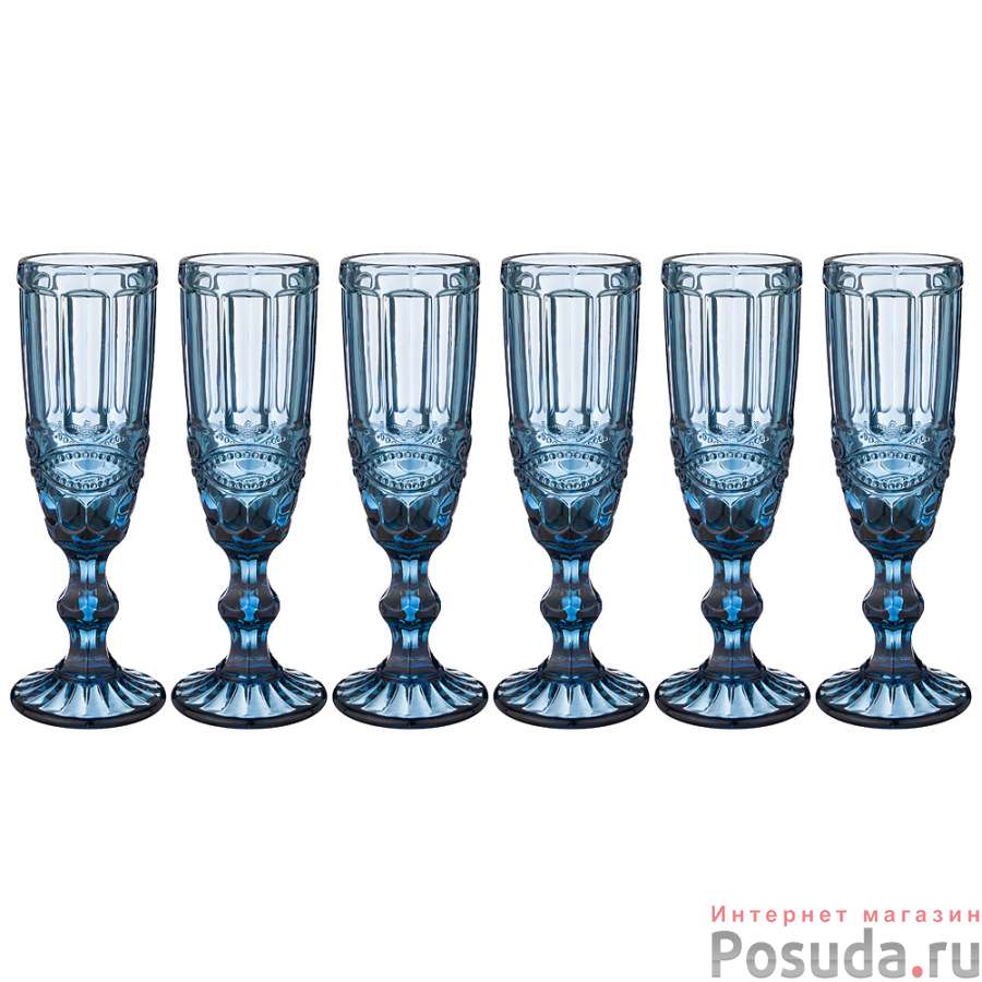 Набор бокалов для шампанского Серпентина из 6шт. 150мл. серия Muza color высота=20 см (кор=4наб.
