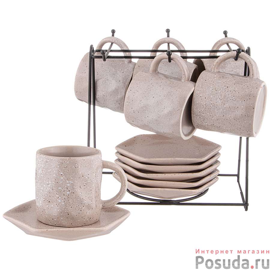 Кофейный набор на 6 персон 12 пр. на подставке коллекция Pastel 100 мл