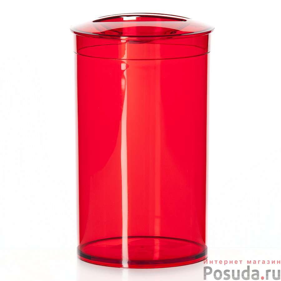 Банка для сыпучих продуктов "КРИСТАЛЛ", объем 1 л (цвет красный прозрачный)