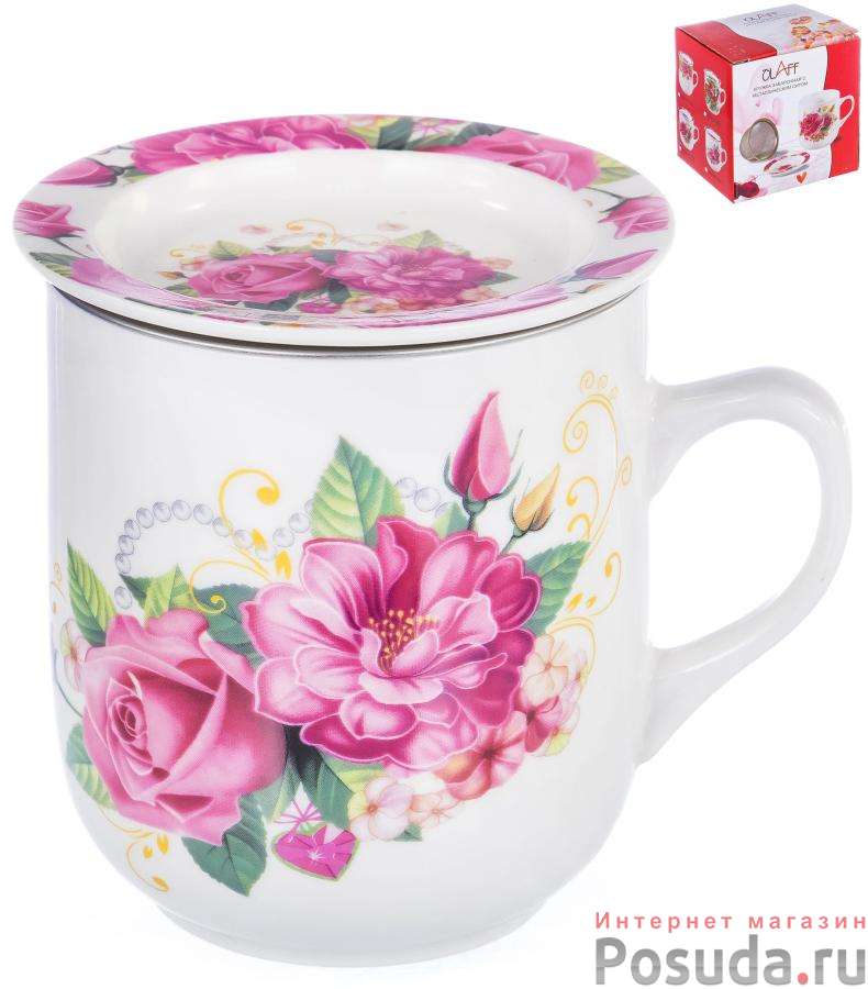 Кружка заварочная 350мл с метал.ситом, подарочная упаковка