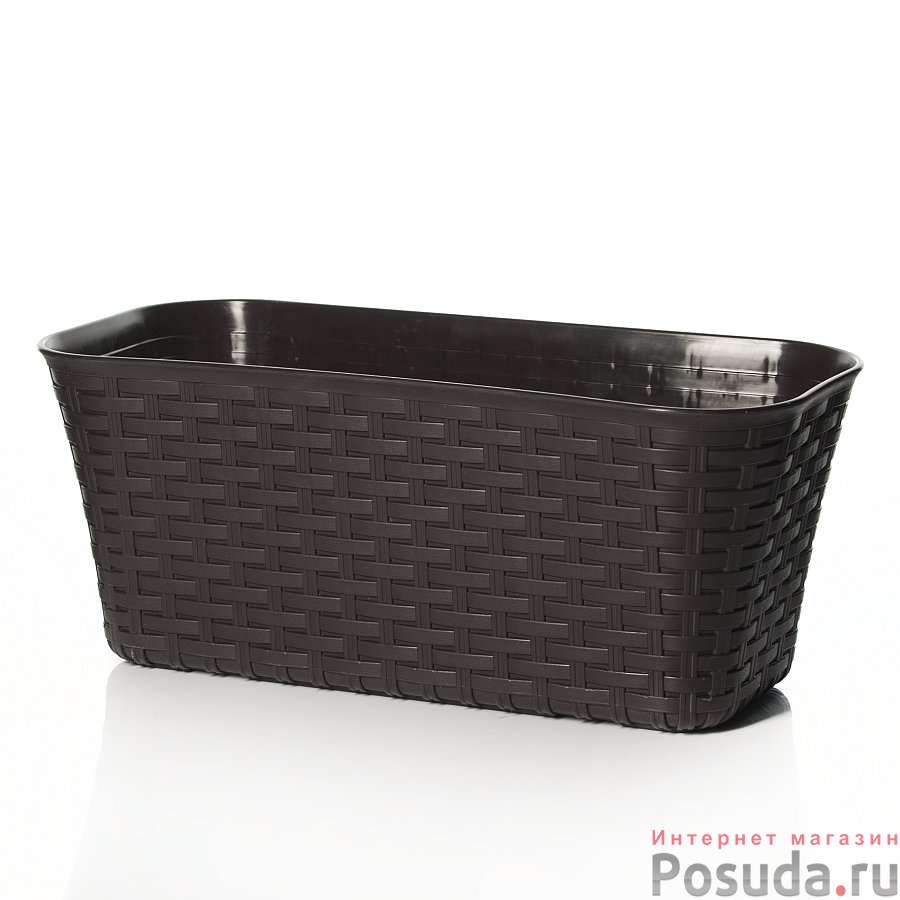 Балконный ящик Ротанг 400 мм (коричневый ротанг)