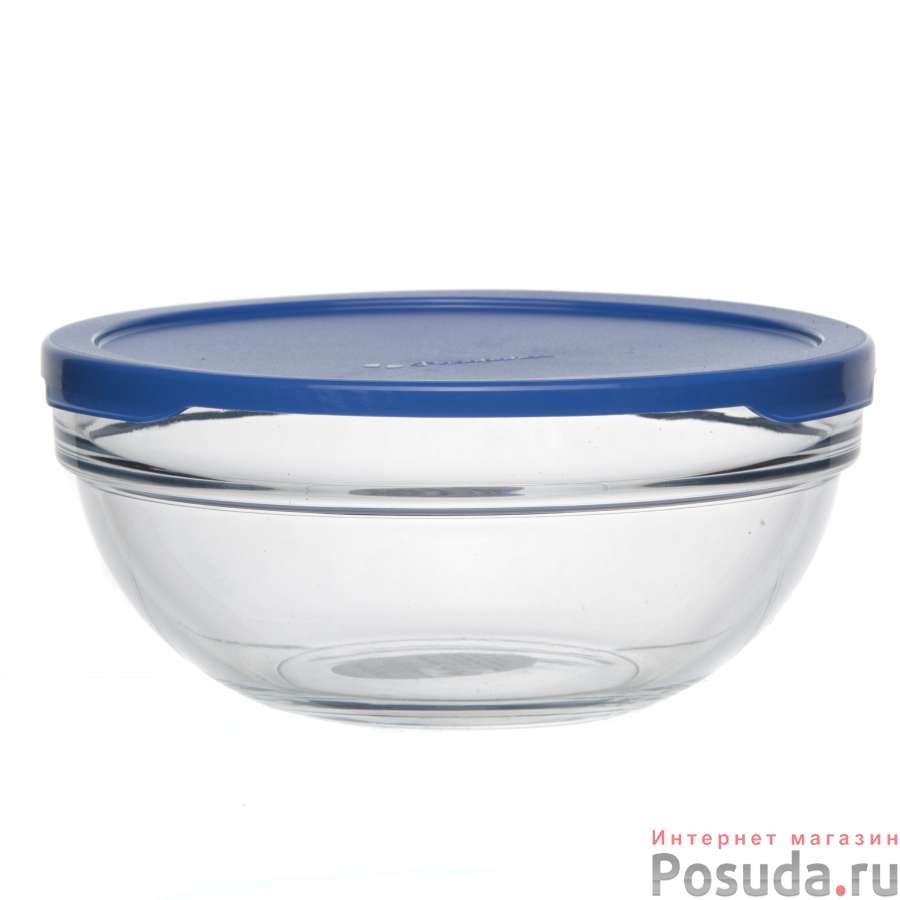 Салатник CHEF_S голубой с пластиковой крышкой 1135 мл