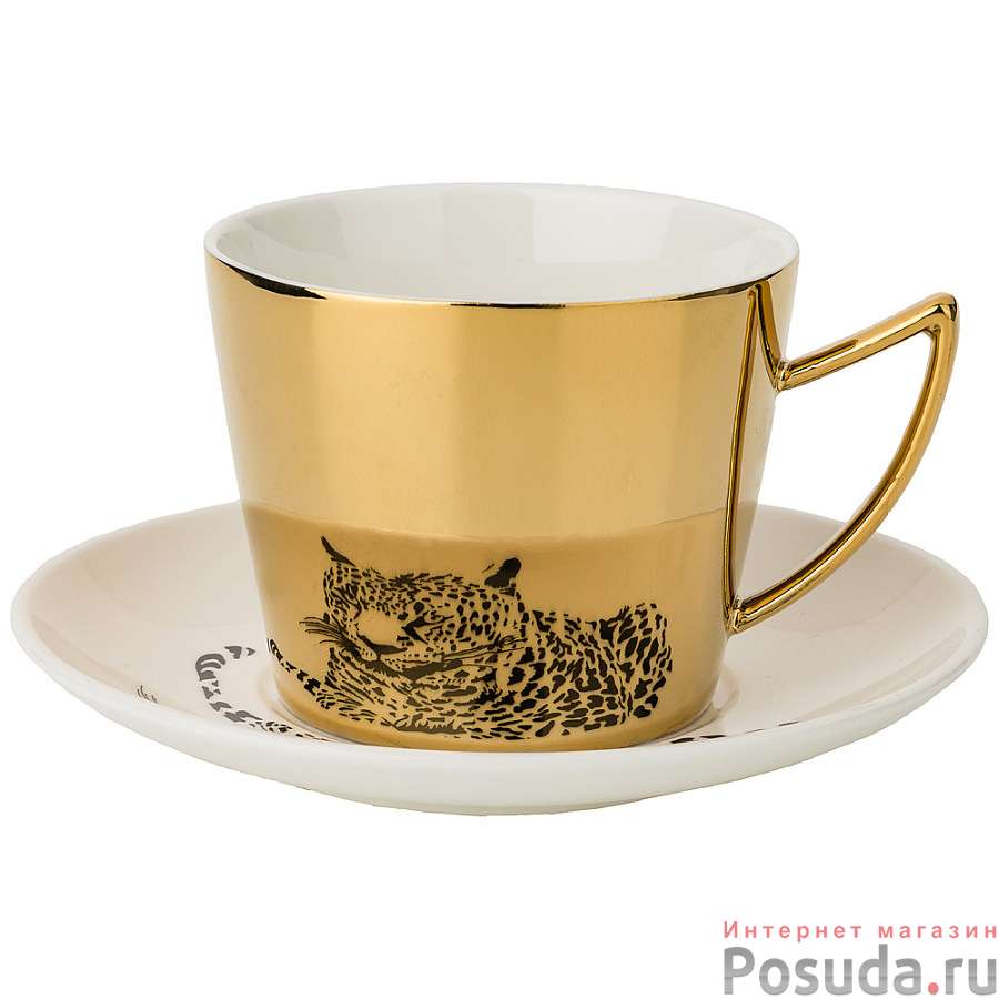 Чайный набор Leopard на 1пер. 2пр. 220мл, золотой 