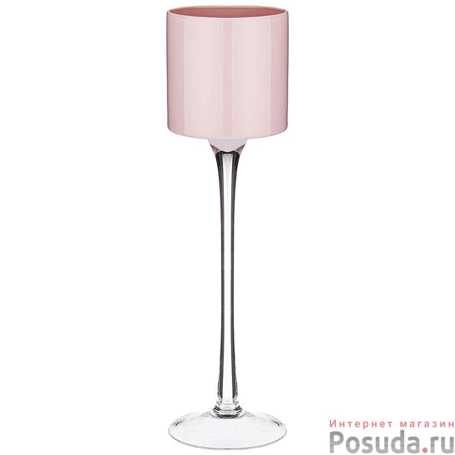Подсвечник/ декоративная ваза на ножке Stelo rosato высота 45см диаметр 12см