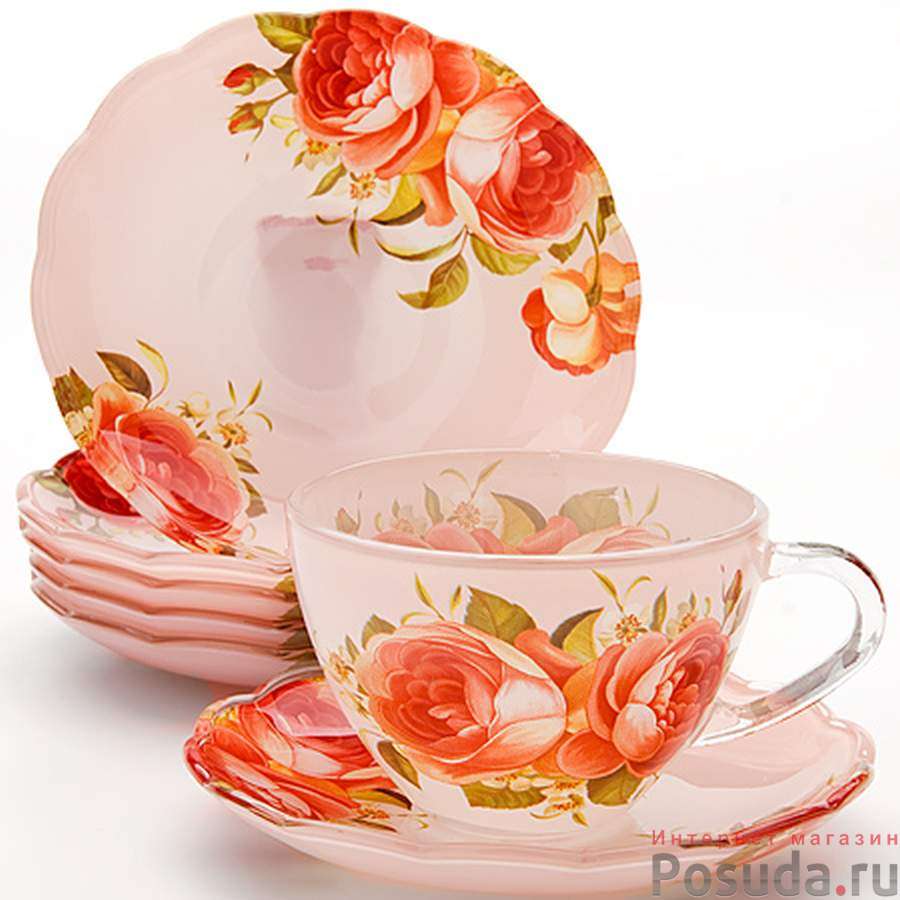 Чайный набор на 6 персон Loraine Розы, 200 мл