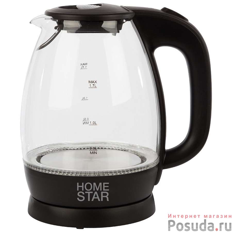 Чайник Homestar HS-1012 (1,7 л) стекло, пластик черный
