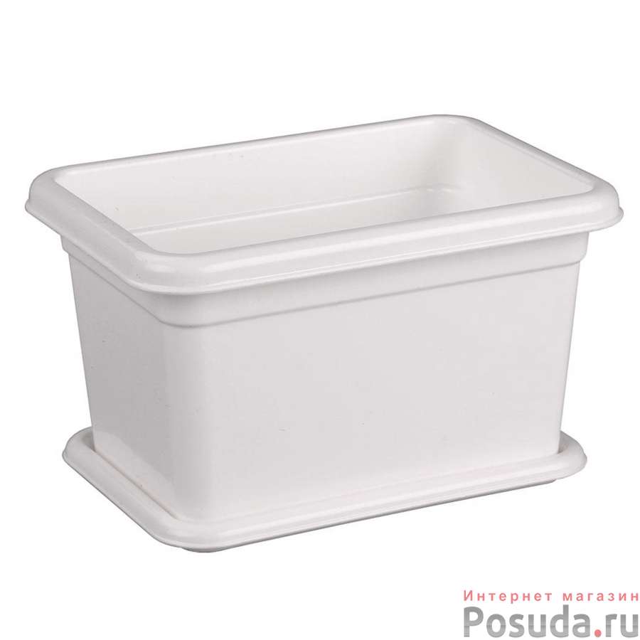Кашпо прямоугольное с поддоном Эконом 1 л (бел.)