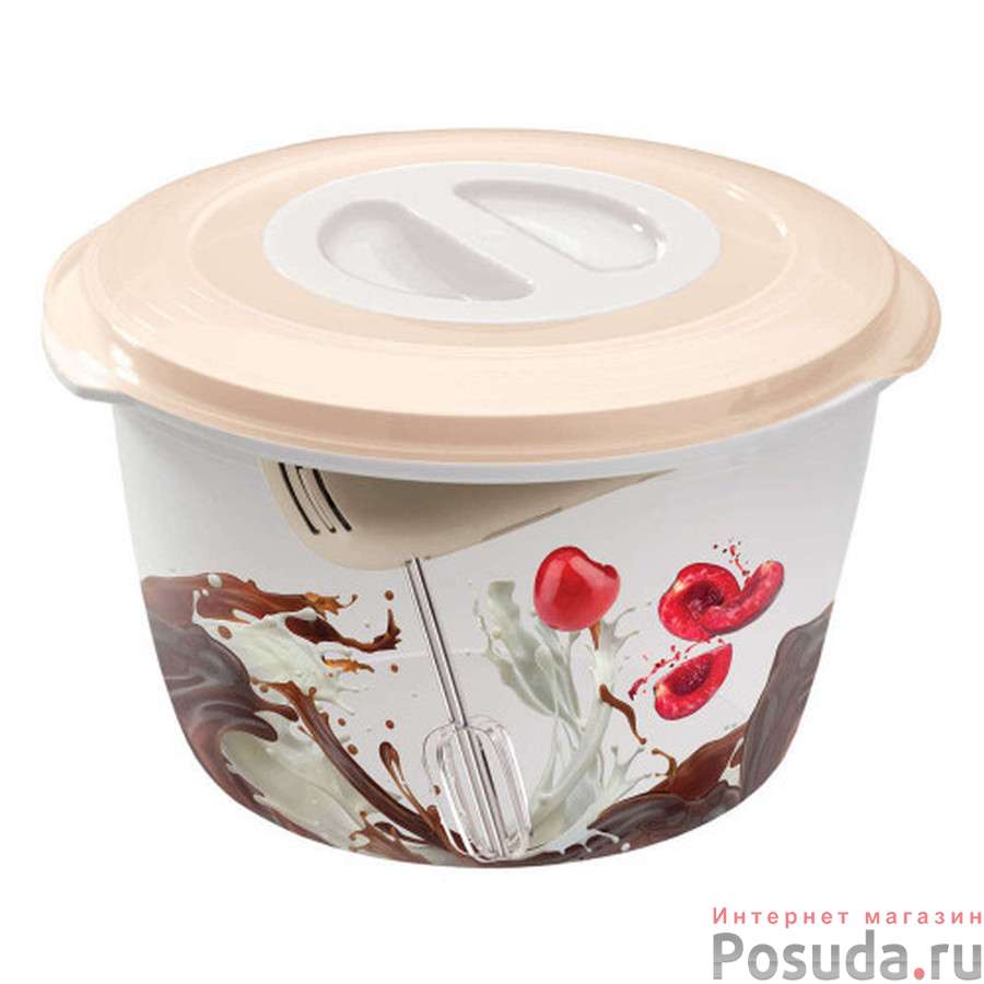 Емкость для миксера (блендера) с декором 2,0 л (бежевый)