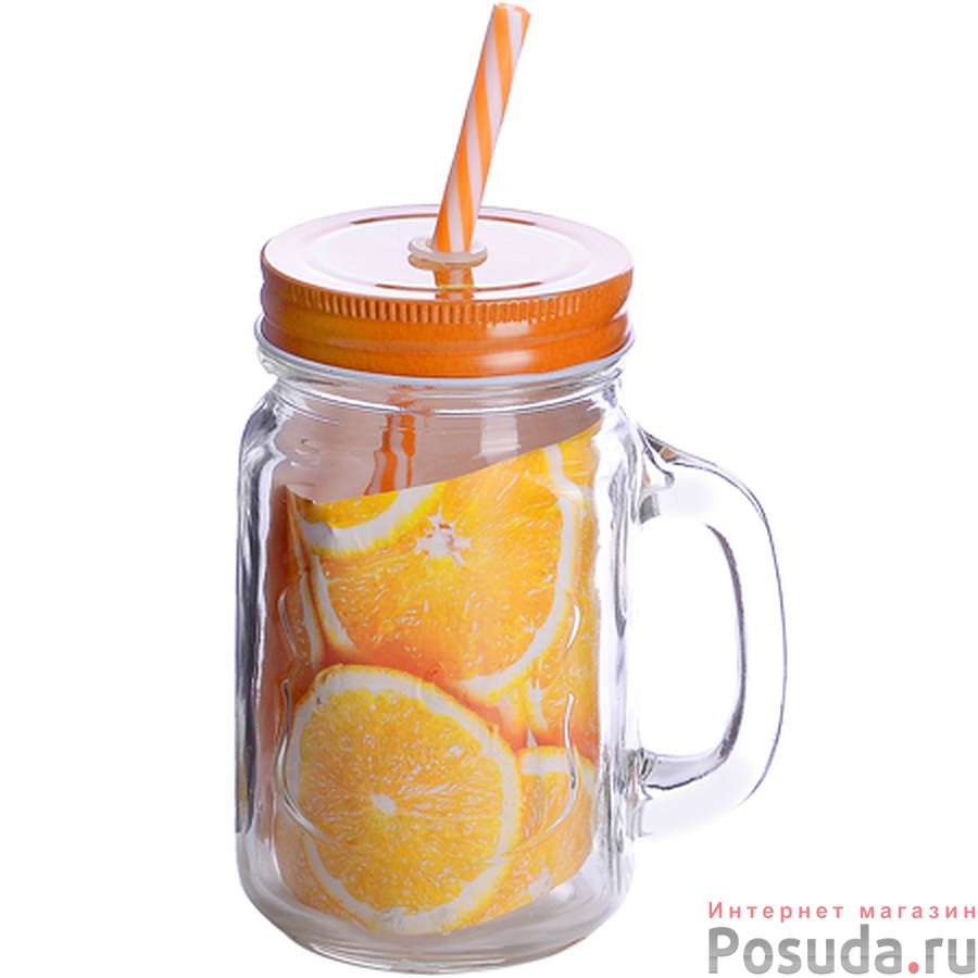 Кружка с крышкой и трубочкой 400мл