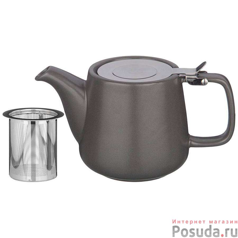 Чайник с металл.ситом и металл.крышкой Velour 500мл, темно-серый 