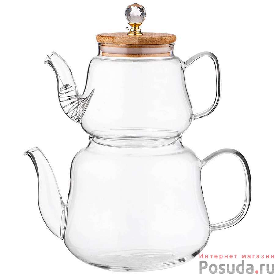 Набор чайников agness Kristall 630/1500 мл цвет:прозрачный