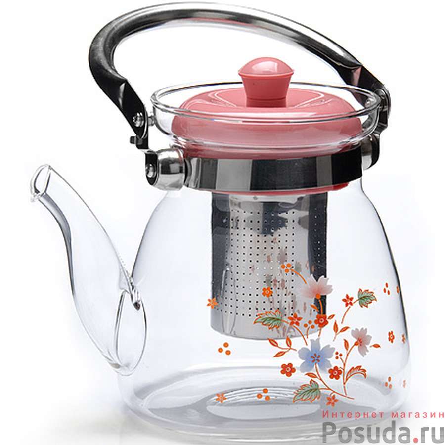 26964 Зав/чайник 1,2л стекло с/кр мет/сито