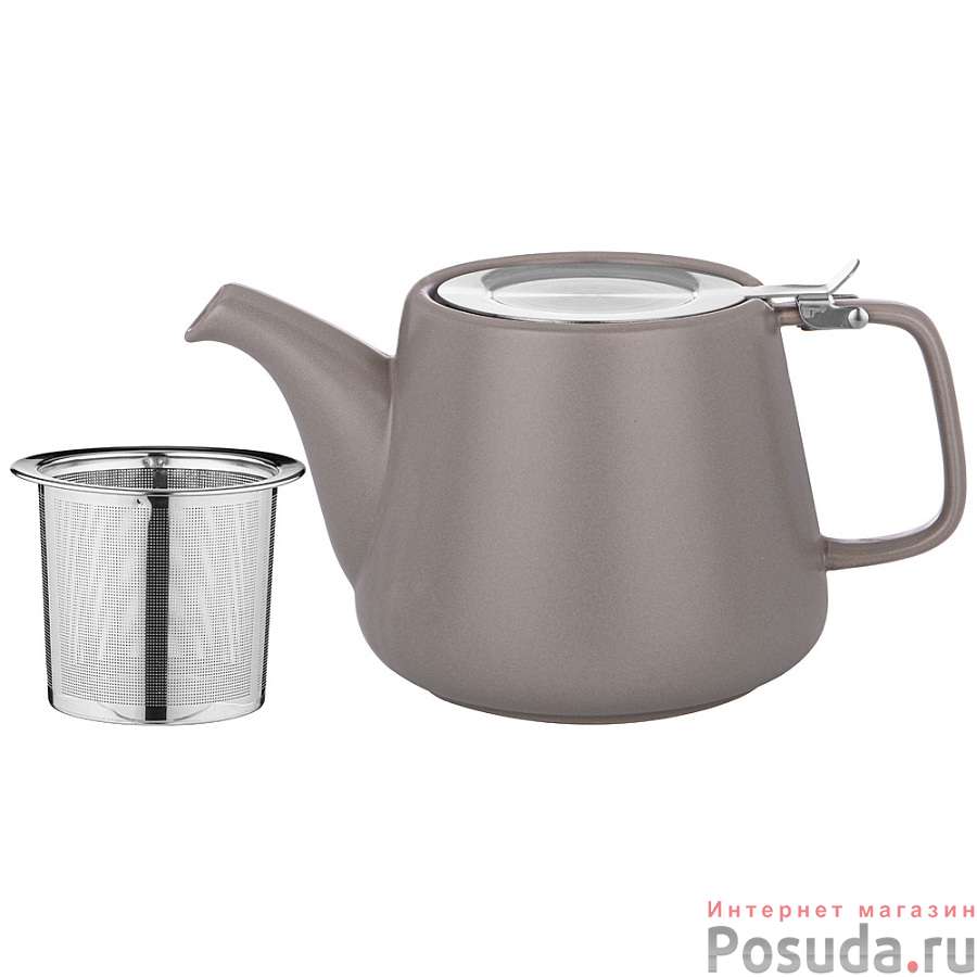 Чайник с металл.ситом и крышкой Velour 1200мл, 23,5*11*12,5см, серый 