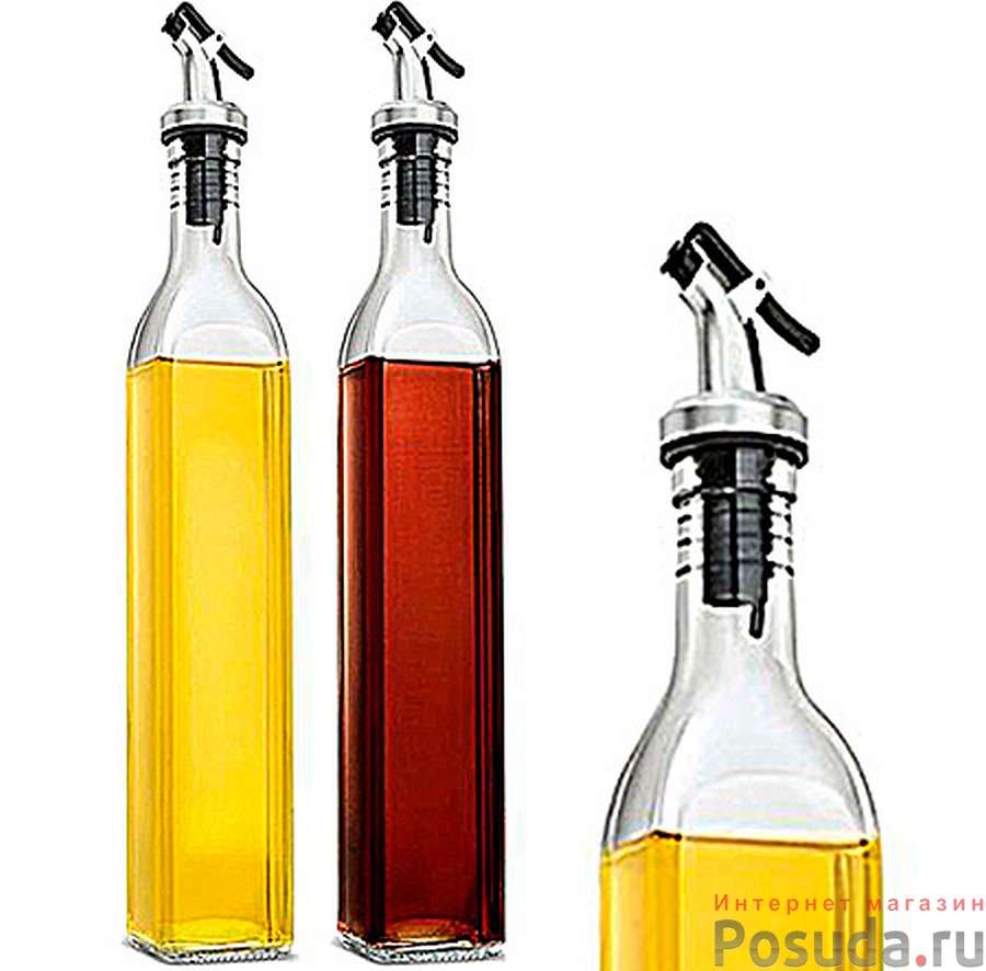 Бутылка для масла 500мл стекло/нерж/ст/пластик LR