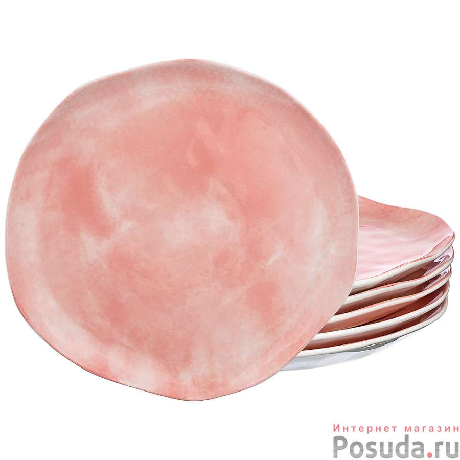 Набор тарелок десертных из 6 шт. диаметр=26 см. коллекция Парадиз цвет: розовый закат