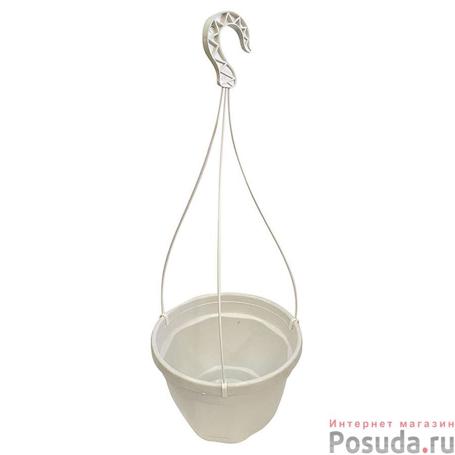 Кашпо "НИКА" с подвесом и поддоном 170мм 1,5л (40) Белое
