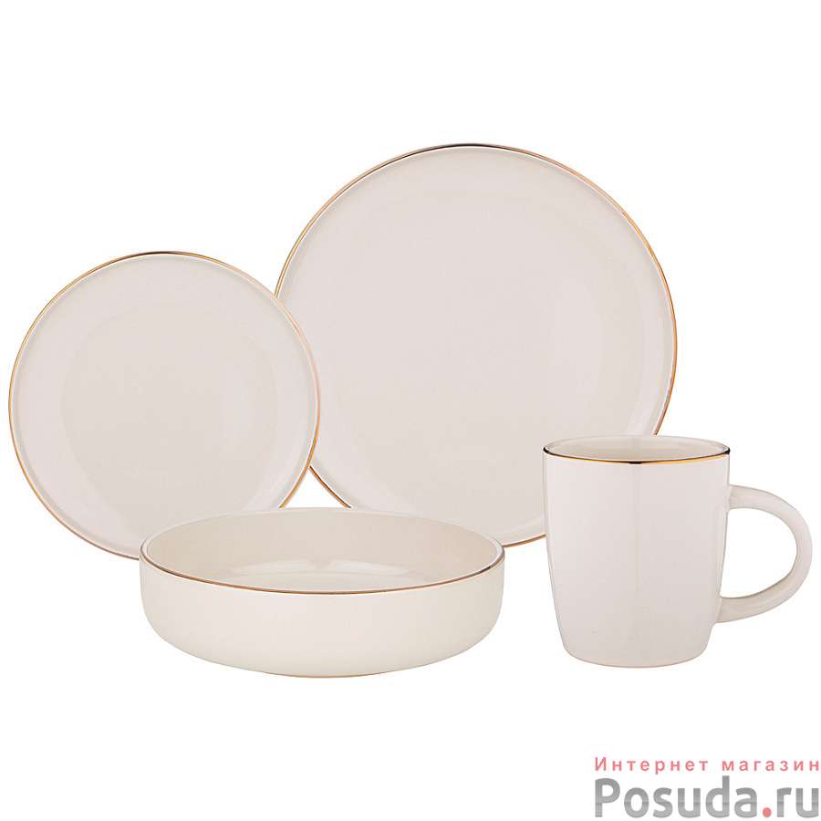 Набор посуды обеденный bronco Solo на 4 пер. 16 предметов бежевый 
