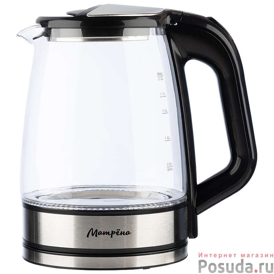 Чайник МАТРЁНА MA-155 электрический (2,2 л) стекло черный