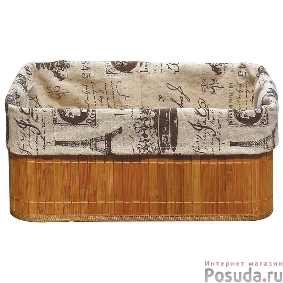 Бамбуковая корзинка с покрытием из натурального льна (каркас: стальной прут), р-р 38*28*16