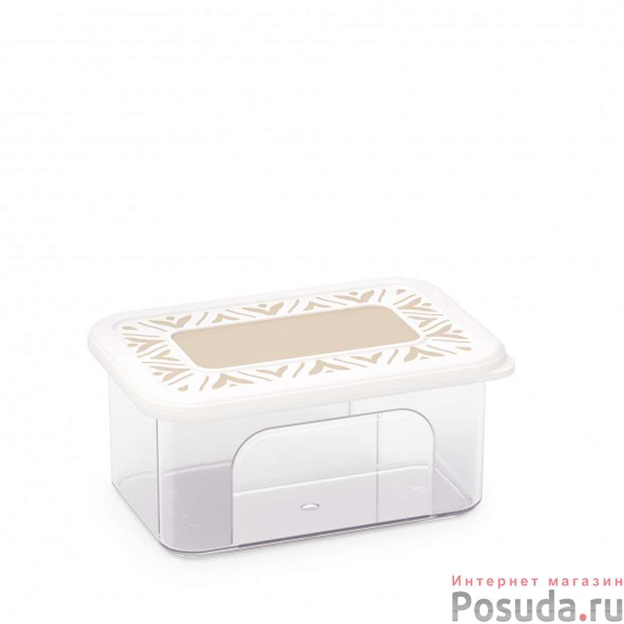 Банка для хранения сыпучих продуктов "Эстетика" 0,8л прямоугольная (бело-бежевый)