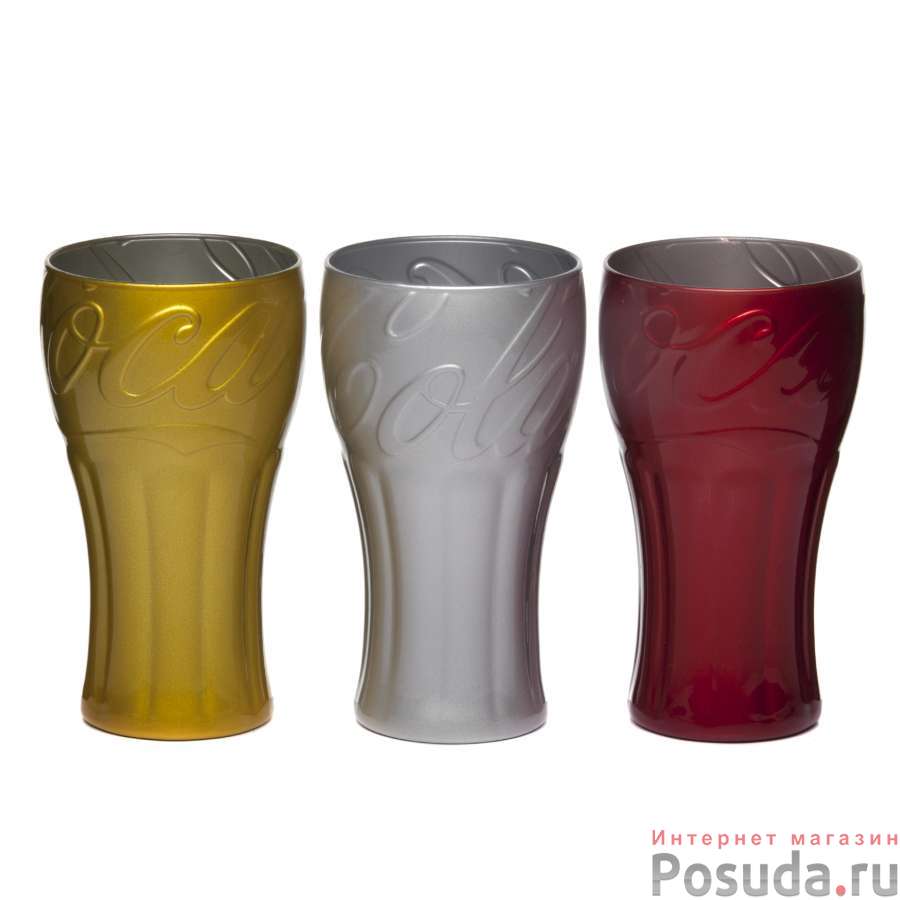 Набор стаканов 3 шт Pasabahce Coca Cola, 350 мл (цветные)