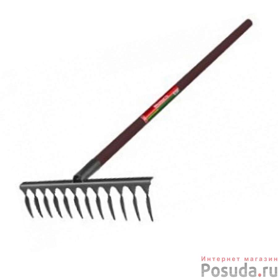 Грабли прямые, витой зуб, 12 зубцов, металл, деревянный черенок