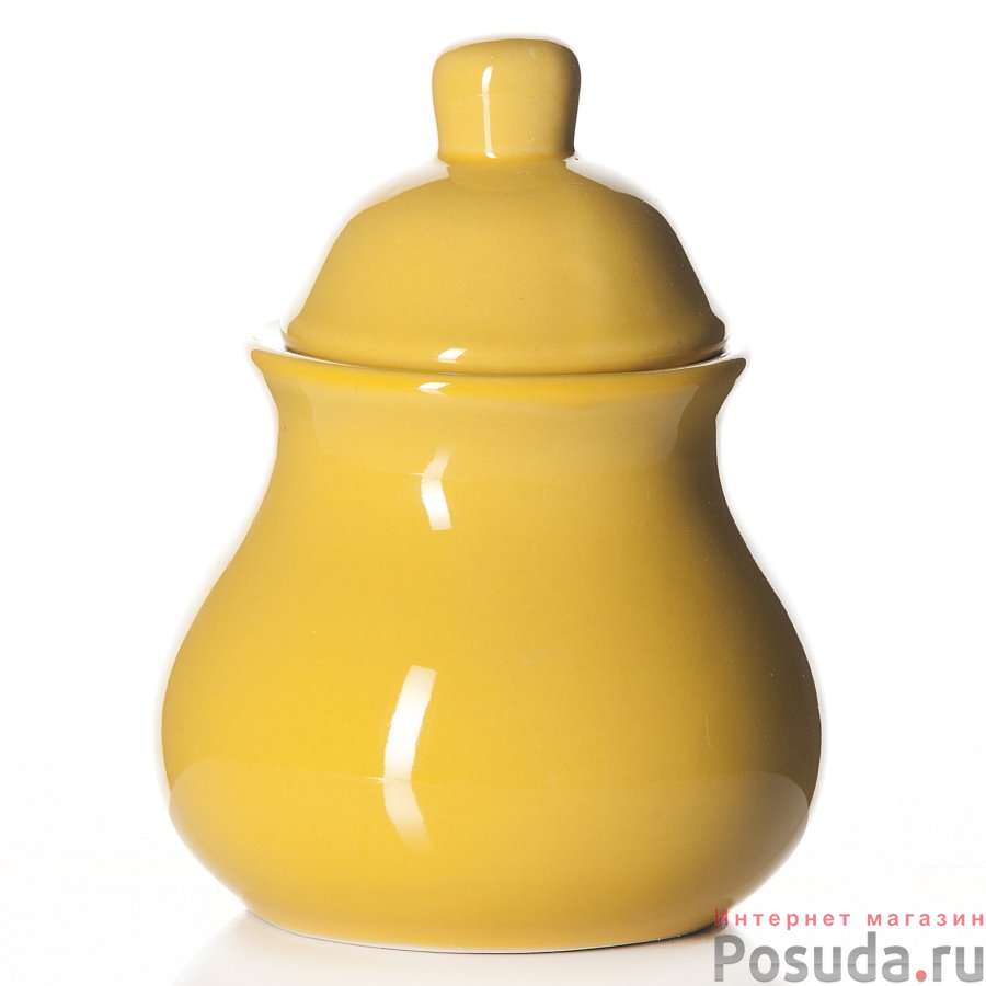 Сахарница желтая, диаметр 6,9 см, высота 8,2 см