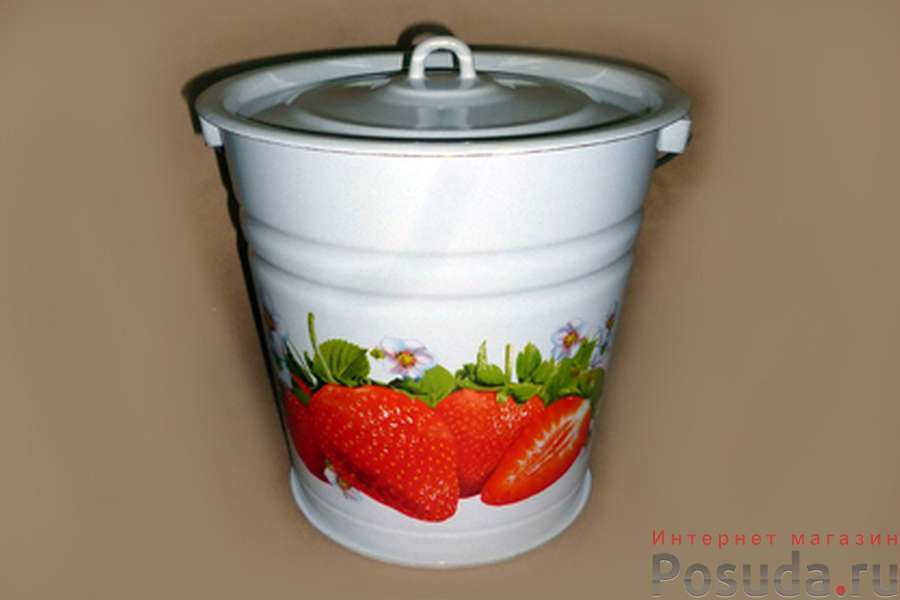 Ведро 12л коническое с крышкой, с рисунком С1224, С1224П,С1224.в*59