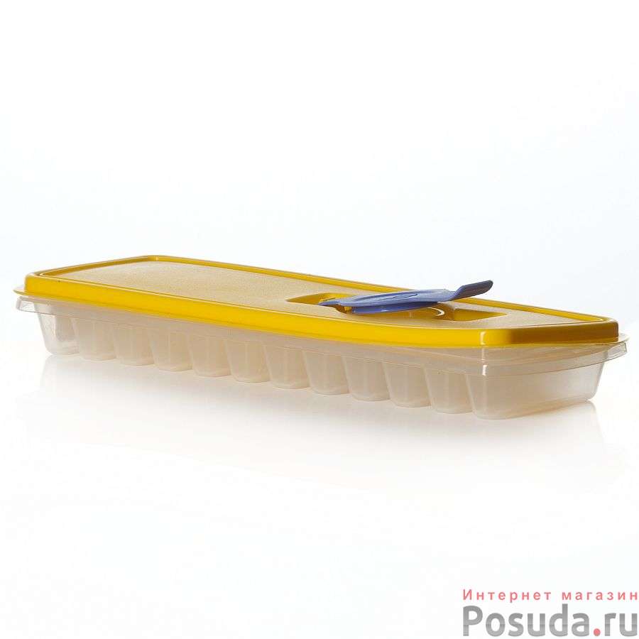Форма для льда Idea "Палочки", с крышкой, цвет: прозрачный, желтый, 12 ячеек